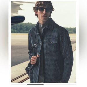 Theory Men's Black & Dark Gray Houndstooth Shirt Jacket - Large